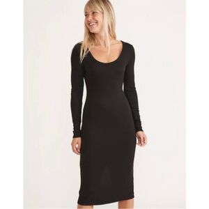 Marine Layer Ribbed Midi Dress Long Sleeve Size XL Black Soft Stretchy